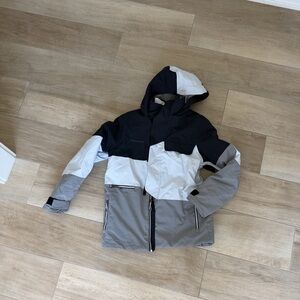 Obermeyer Light Gray, Dark Gray & White Hooded Jacket